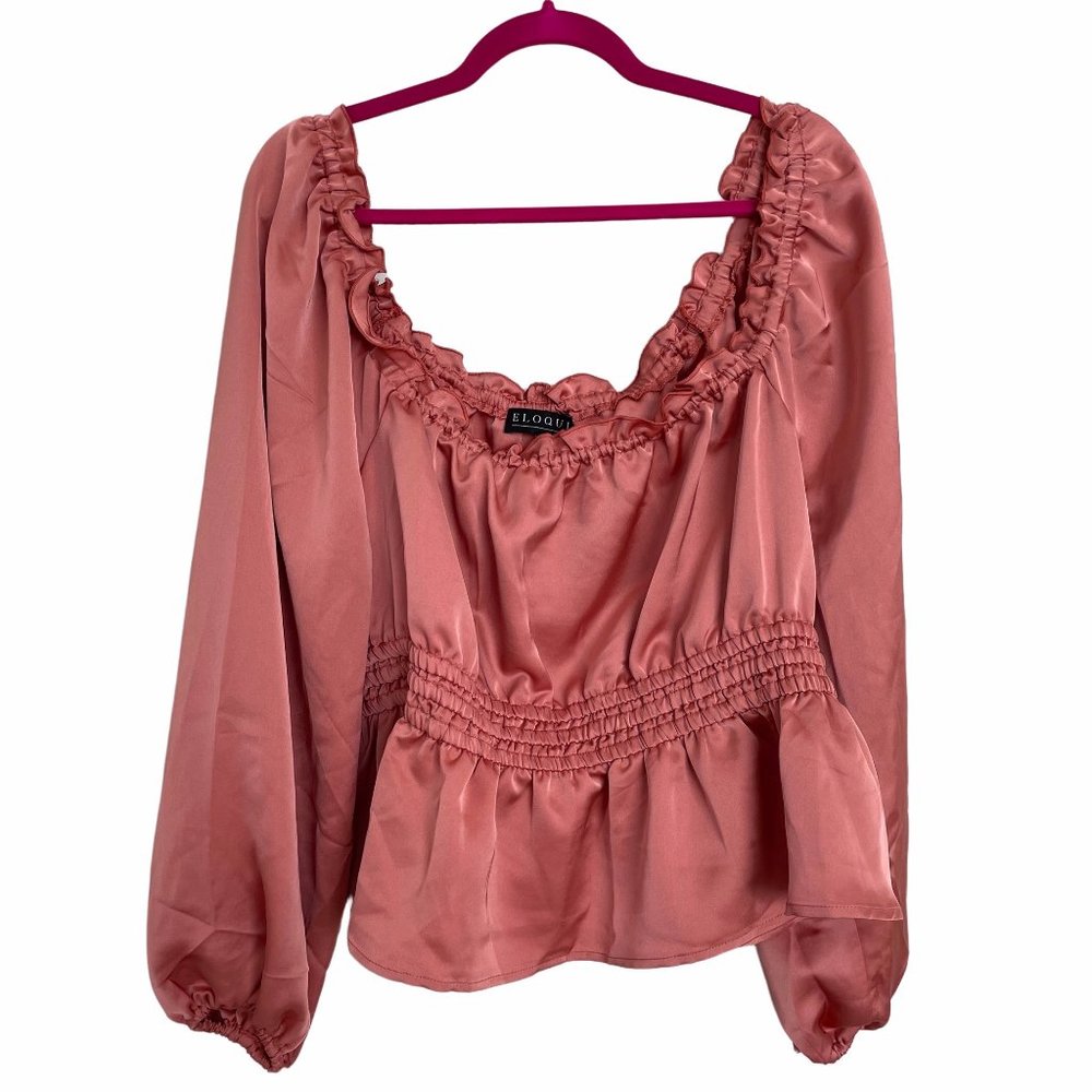Eloquii Women's Mauve Long Sleeve Ruffle Blouse Top Size 18
